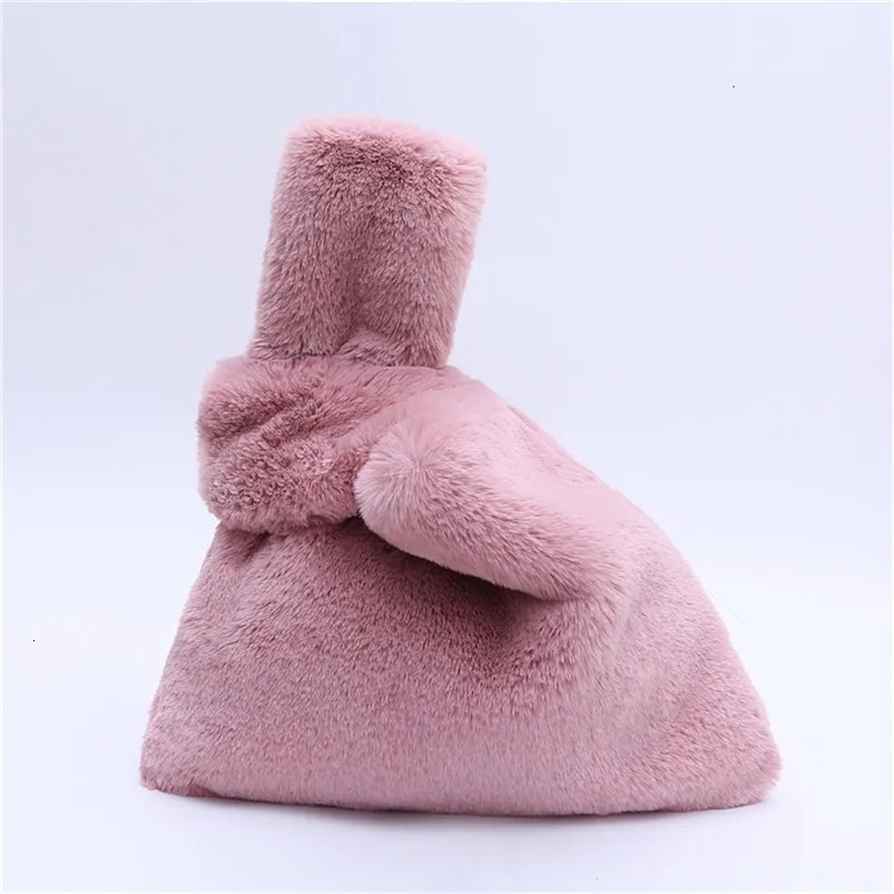 Evening Bags Winter Faux Rex Rabbit Fur Top-handle Bags for Women Casual Candy Color Tote Fashion Soft Pocke Samll Handbag Warm Clutch 231030