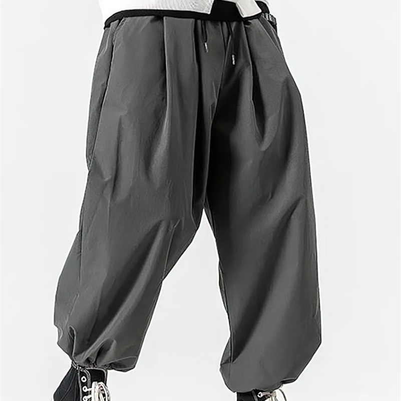 Wide Leg Baggy Casual Harem Pants Men Japanese Oversize Drawstring Joggers Sweatpants Male Sport Oversize Fleece Thick Trousers 240918