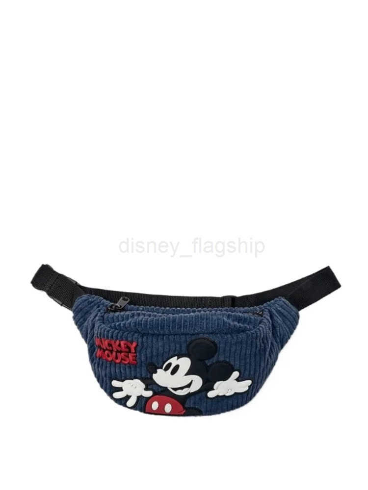 Disney blue embroidered Mickey Mouse cute mini crossbody bag corduroy fabric childrens small waist bagXJ250923