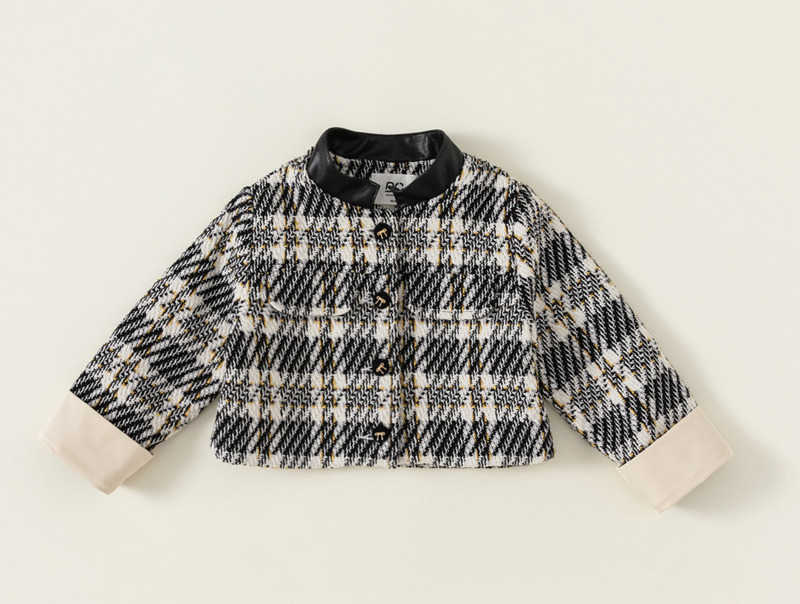 Youbao Girls Autumn Clothing Baby Girl Little Fragrance Style Coat Houndstooth Short Fashionable Cardigan Top QY23016 C250923