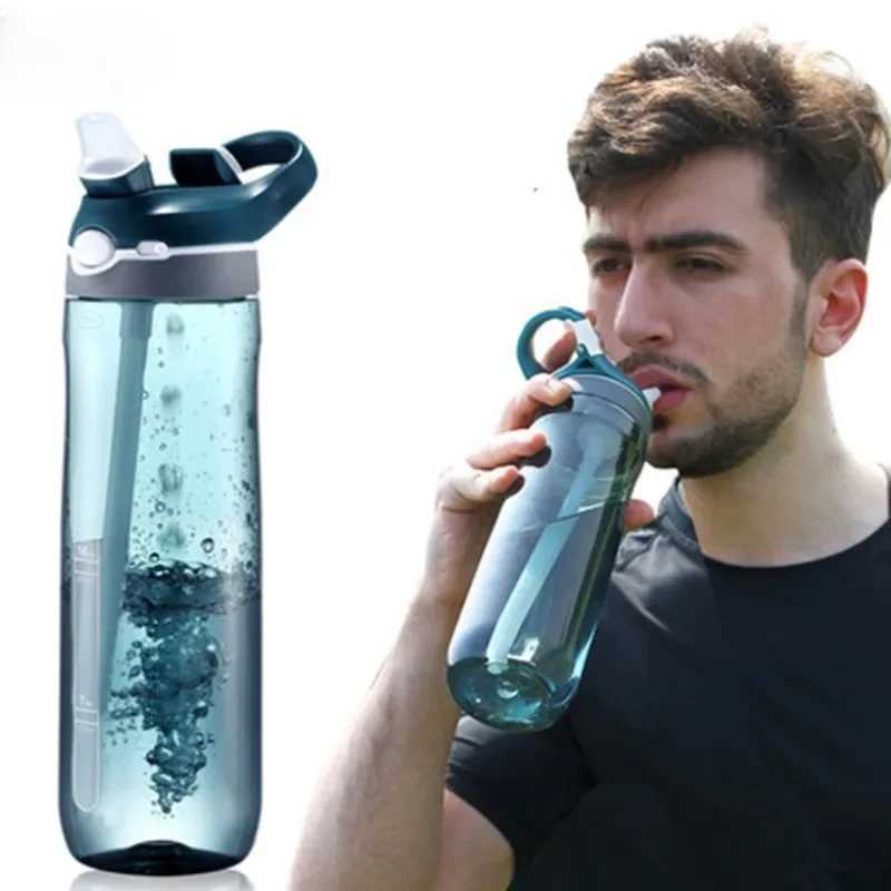 750ml BPAFree Sports Water Bottle Leakproof Tritan Outdoor Camping Hiking Cycling Water Bottle with Straw for Men Women J250923
