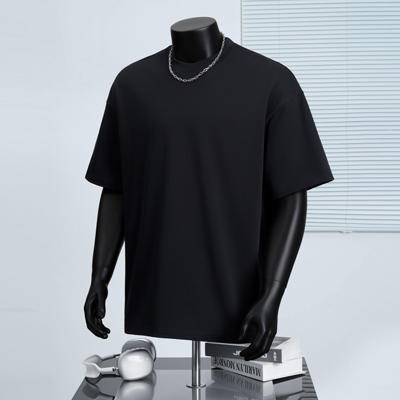 New Summer Unisex Streetwear Black & White Combed Cotton Crew Neck Short Sleeve Tee - Solid Color American West Coast Style T-Shirt-20D