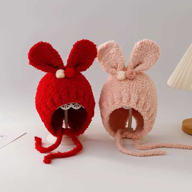 2025 Baby Hats Winter Girls Newborn Soft Cartoon Cute Rabbit Ears Knitted Beanie Hat Infant Warmer Stuff Toddler Kids Cap Z251029