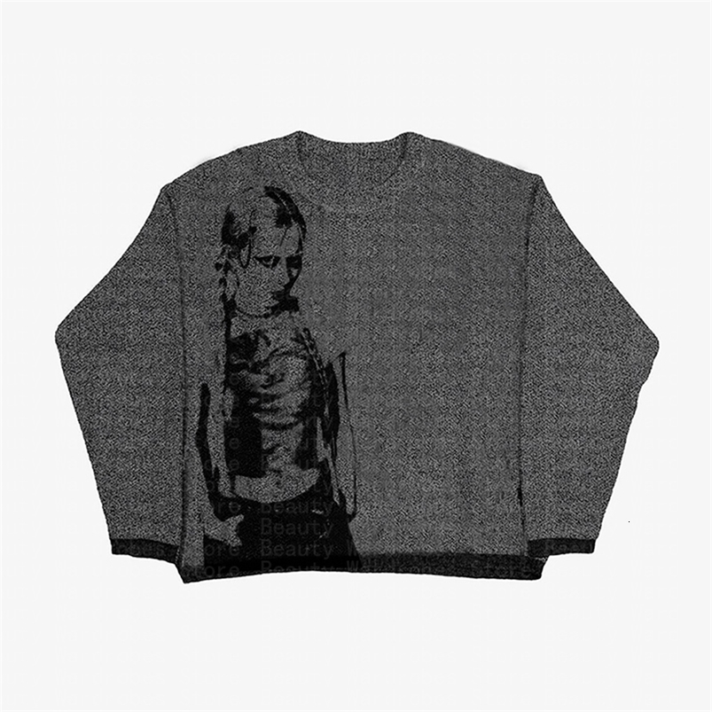 Casual Sweater Hip Hop Sweaters Grunge Vintage Knitted Punk Streetwear Jumpers Men Women Harajuku Fashion Pullover Y2K Clothes 240821CJ