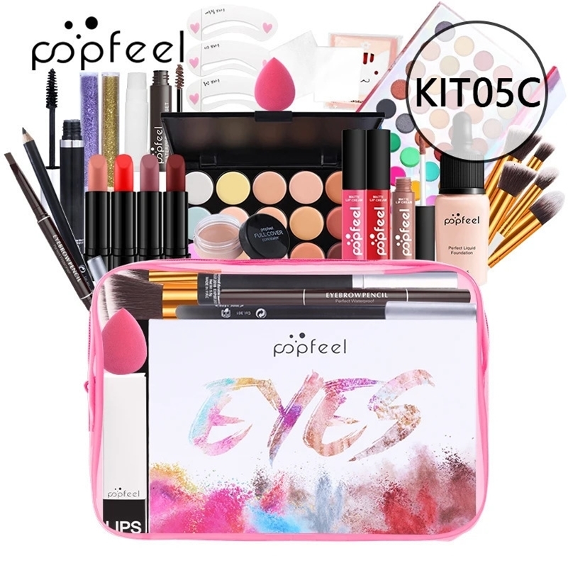 POPFEEL Female Makeup Kit Eyeshadow Lip Gloss Blush Lipstick Concealer All In One Make-up Kit Beauty Cosmetic Makeup Products 240524
