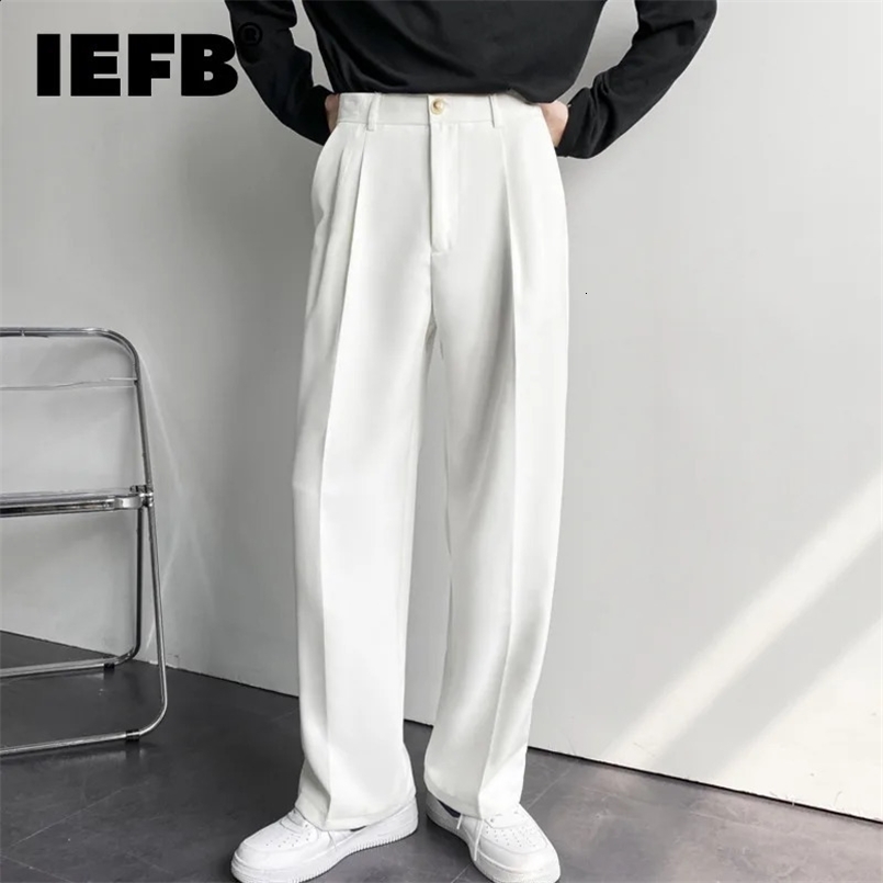 IEFB Autumn Straight Suit Pants Loose Casual Mens High Street Wide Leg Korean Fashion Male Trousers 9A4489 240827