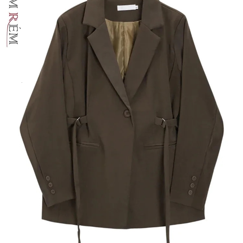 LANMREM Belt Spliced Blazer Women Vintage Notched Collar Single Button Coat Fashion Spring Clothing 2AA4613 240826