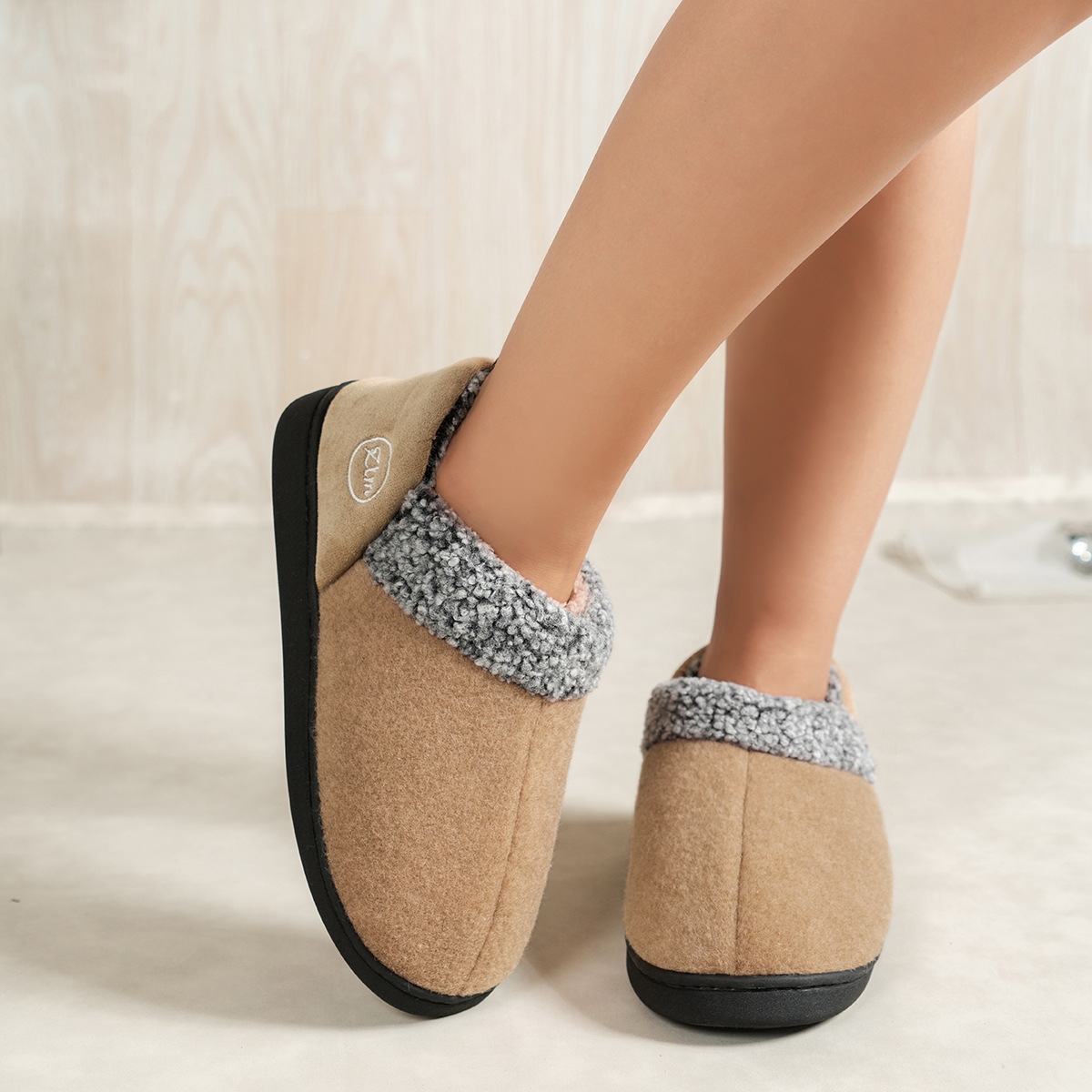 Hairy webbing cotton home cotton shoes thickened indoor non-slip cotton slippers warm and fleece to wear cotton slippers outside
