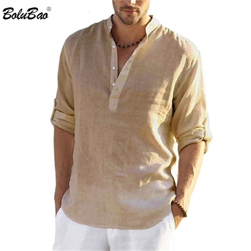 BOLUBAO Men's Casual Blouse Cotton Linen T Shirt Loose Tops Long Sleeve Tee Shirt Spring Autumn Casual Handsome Men's T Shirts 220819