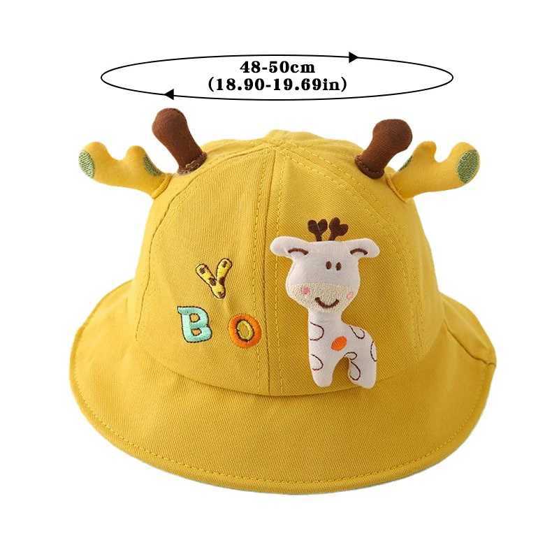 Cartoon Giraffe Baby Bucket Hat Summer Cotton Toddler Fisherman Cap Cute Solid Color Animal Kids Boy Girl Panama Sun Hats Z251029