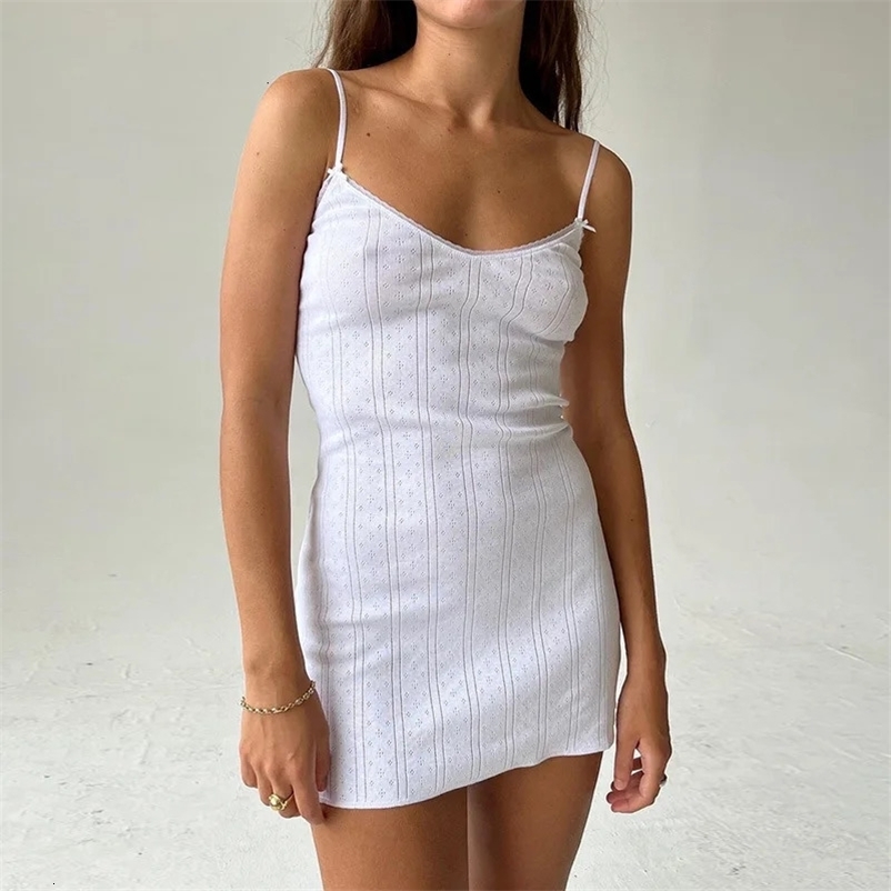 Lygens Solid Stretch Spaghetti Strap Knit Mini Sexy WomenS Dresses Summer Autumn Steetewear Party Casual Women Clothes 240715