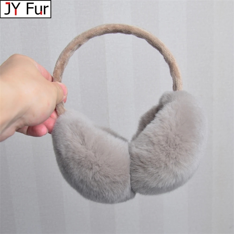 Rex Rabbit Fur Hang Ear Cover Warm Winter Earmuffs Headwear Ear Muffs Fur Earmuffs Cold Ear Warmer Fold Ear Protection Headband 240724