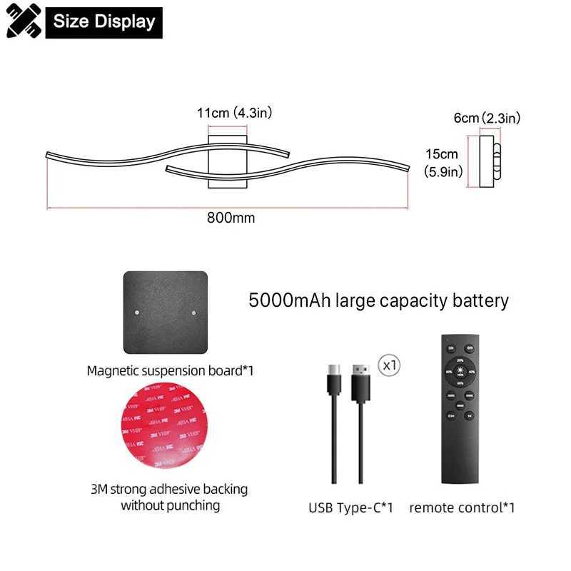 Luxury Minimalist Wall Light 5000mAh Battery Operated for Living Room Bedroom Rechargeable Sconces Wireless Bedside Wall Lamp C251124