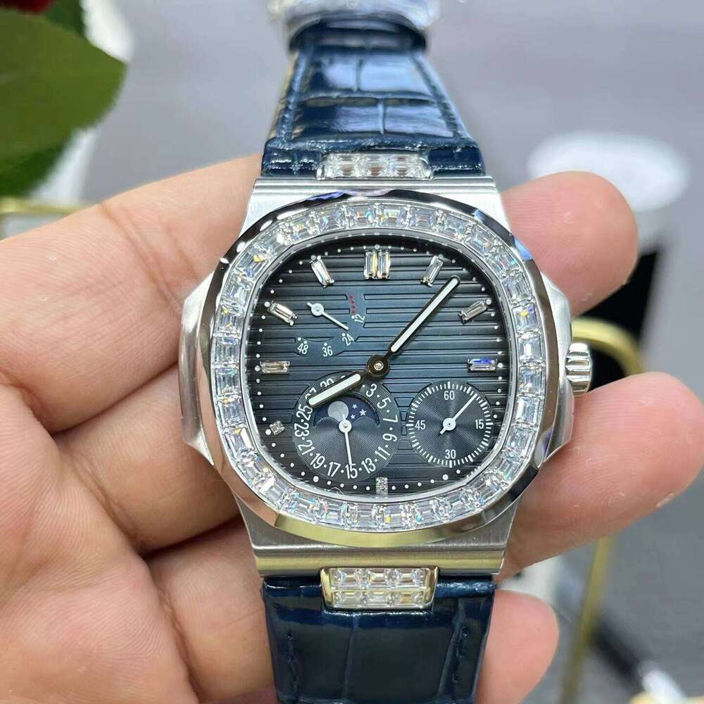 Men's Moissanite High Quality Leather Strap Classic Designer Customized Multi-Function Top Watch