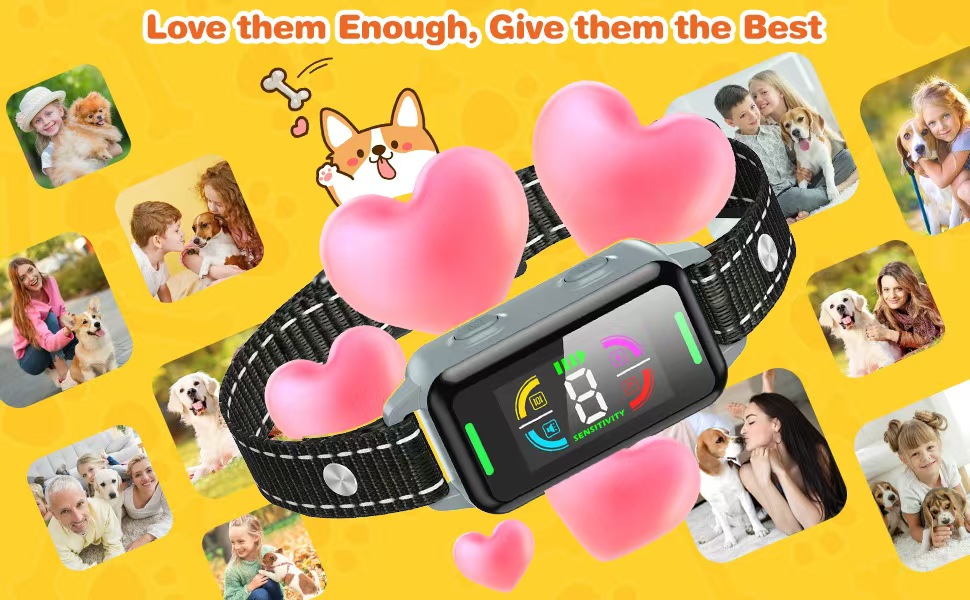 dog bark collar is suitable for large, medium and small dogs, rechargeable smart bark collar, anti-bark training collar, with 5 adjustable sensitivity