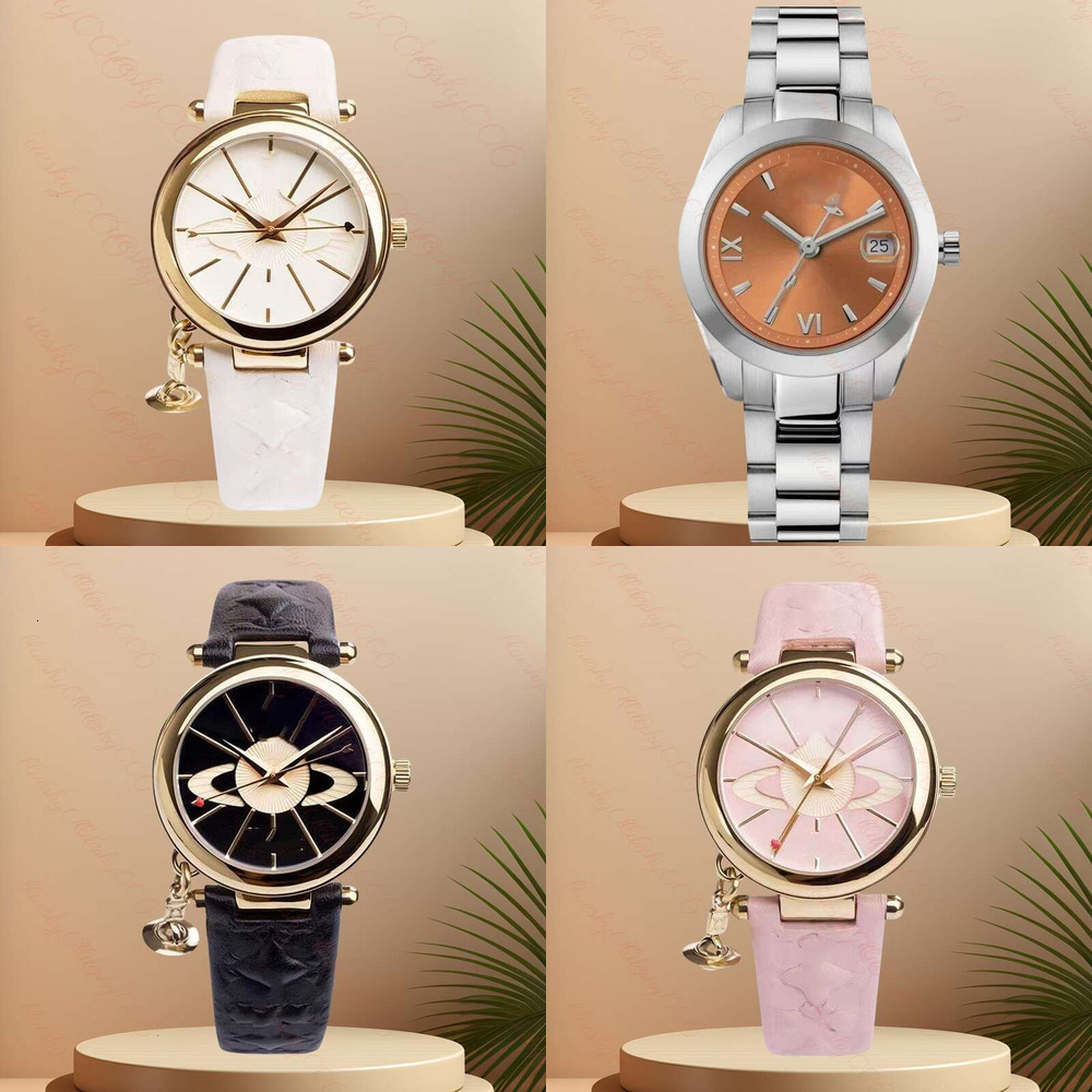 High Quality viv watch iced out watch designer luxury watch Westwood Style Watch for Women Saturn Rose Gold Fashionable Quartz Waterproof 6f