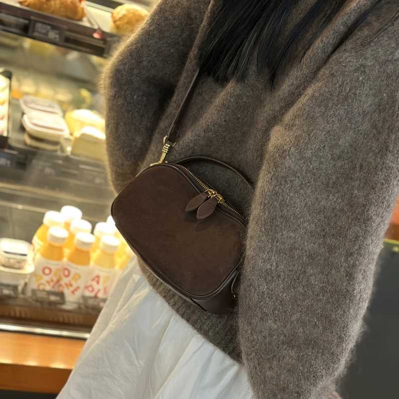 Autumn Winter Womens Cow Nubuck Leather Shoulder Bag Ladies Cowhide Handbag Female Luxury Design suede commuting Crossbody Bag J251025