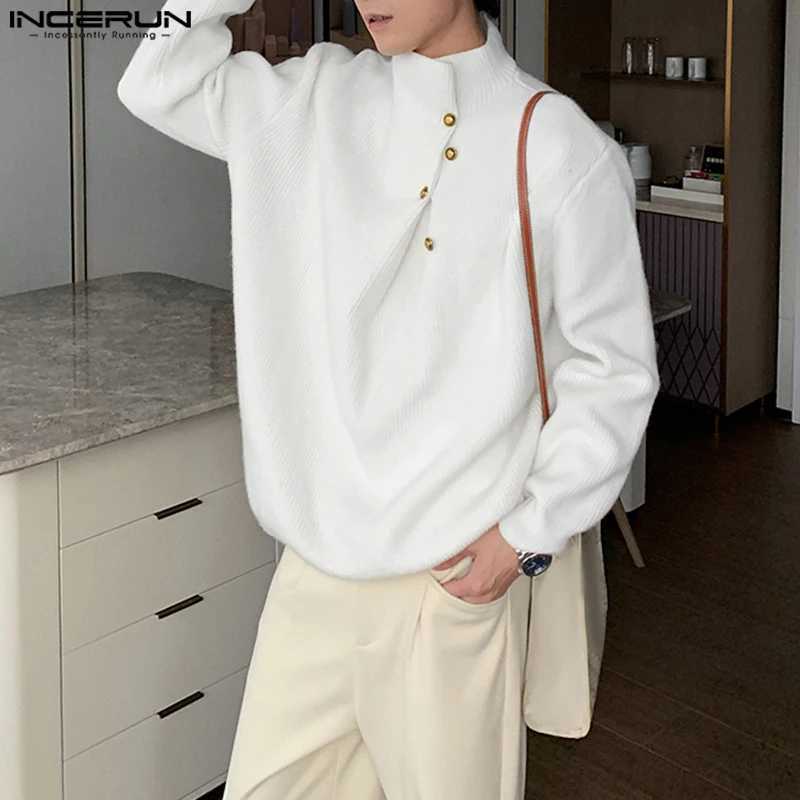Men Pullovers Solid Turtleneck Long Sve Knitted Male Sweater 2025 Korean Style Streetwear Fashion Casual Men Clothing L250922