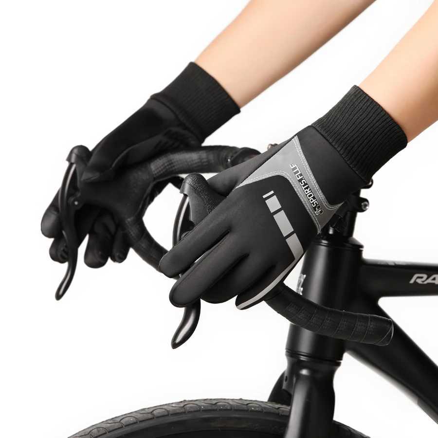 Cycling gloves for men winter touch screen windproof warm velvet sports waterproof cycling fishing skiing gloves J250922