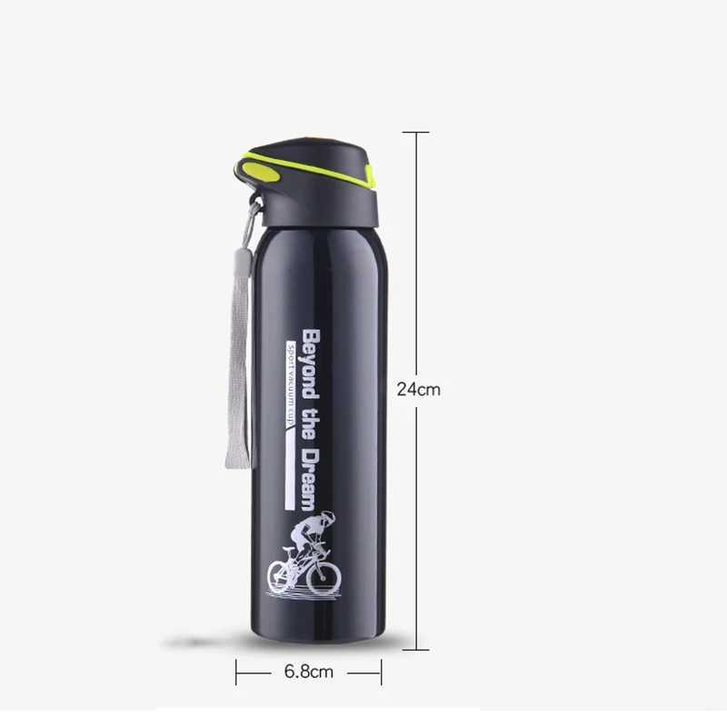 500ML Bicycle Water Bottle Vacuum Stainless Steel Cycling Water Bottle Double Walled Simple Thermo Mug Insulated With Straw J250923
