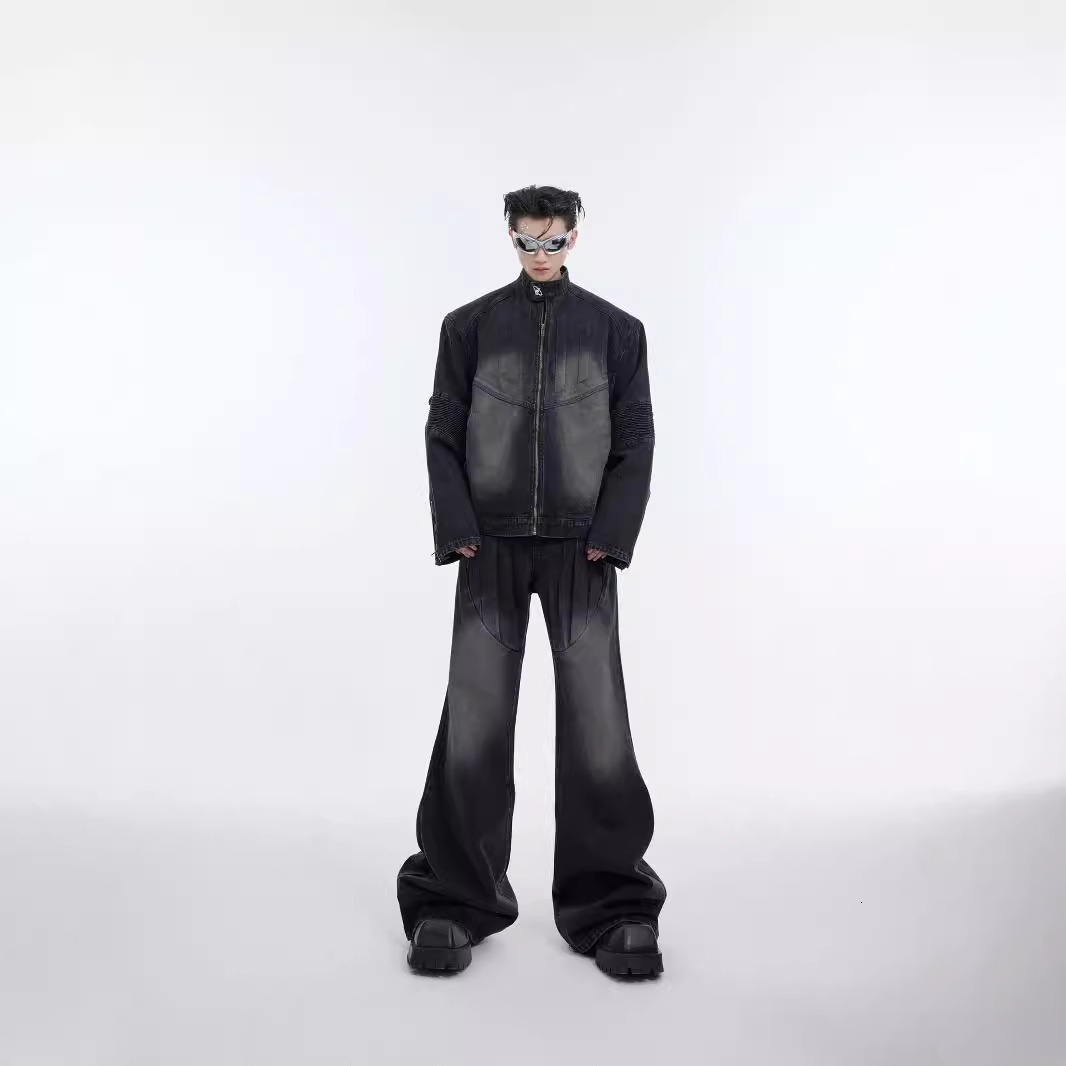 Vintage Deconstructed Denim Suit with 3D Embossed Design Jacket and Mens Jeans for a Stylish Look 250829