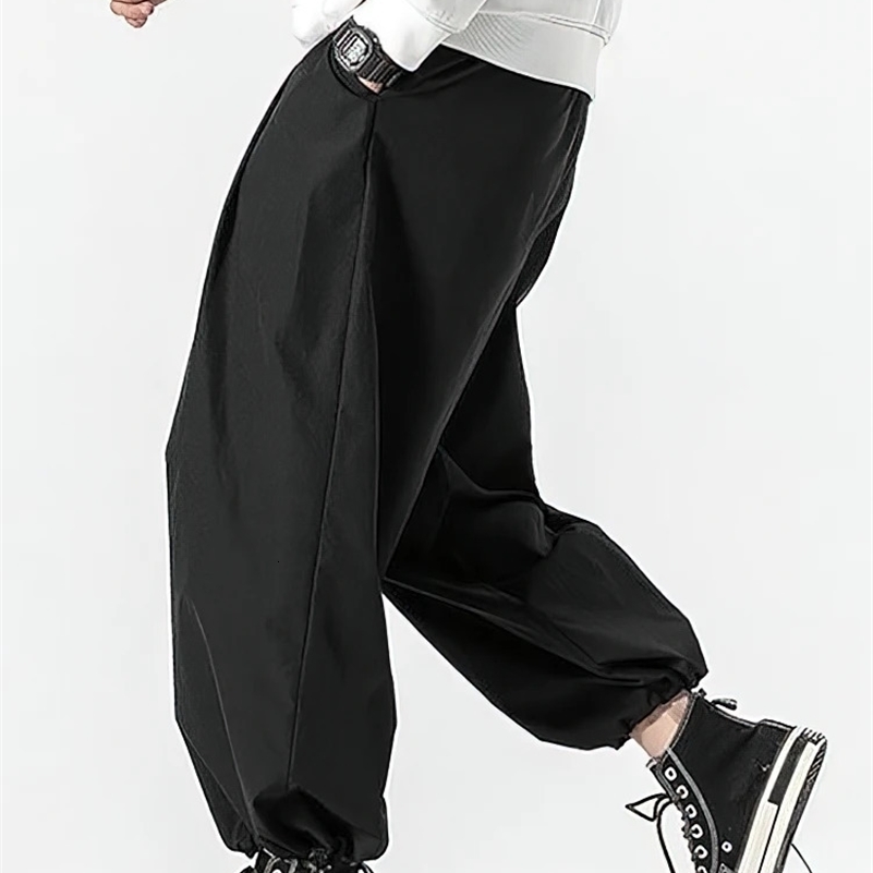 Wide Leg Baggy Casual Harem Pants Men Japanese Oversize Drawstring Joggers Sweatpants Male Sport Oversize Fleece Thick Trousers 240918