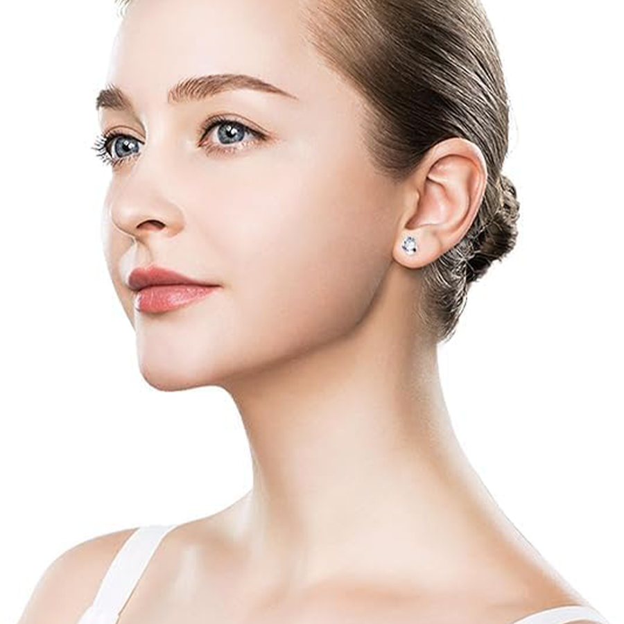18 Pairs Magnetic Stud Earrings White CZ Earrings Set Fake Earring Jewelry Clip on No Piercing Earrings Studs for Women Men 4MM 6MM