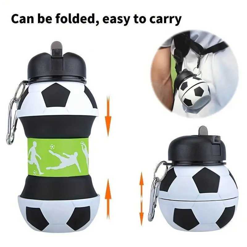 Foldable Ball Shaped Water Bottle 1 Count Portable Soccer Ball Design Water Bottle Leakproof Water Cup for Fitness Outdoor Ac J250923