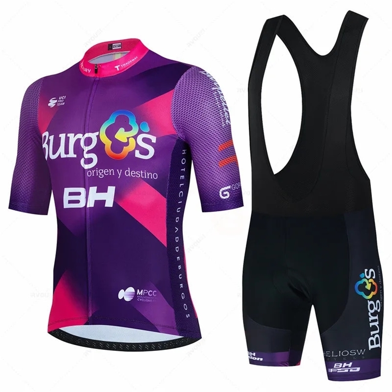 BH Burgs Team Cycling Jersey 19D Bike Shorts Set Ropa Ciclismo Mens MTB Summer Quick Dry Bicycle Maillot Pants Clothing 240620