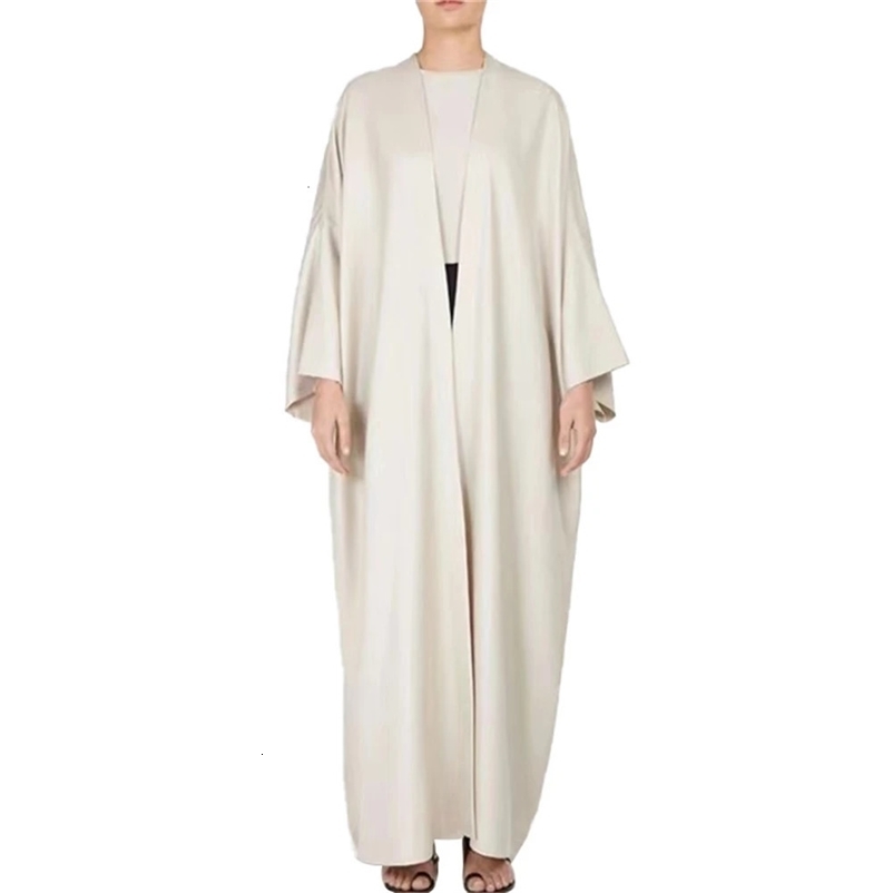 Elegant Bright Satin Batwing Sleeve Cardigan Robe Modest Muslim Dubai Plus Size Kimono Open Abaya Dress Corban Eid Ramadan Woman 240529