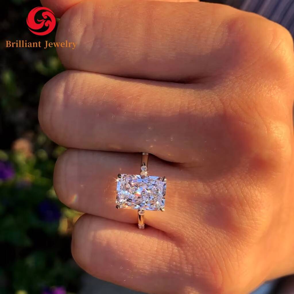 Custom 15CT Radiant Cut Lab Grown Diamond Ring IGI Certified HPHT CVD VVS VS 18K 14K Solid Gold Engagement Ring for Women Men