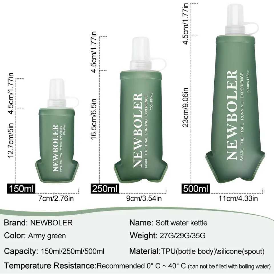 1PC 150ml250ml500ml Outdoor Collapsible Silicone Bite Size Water Bottle Running Camping Hiking Travel Convenient Water Bottle J250923