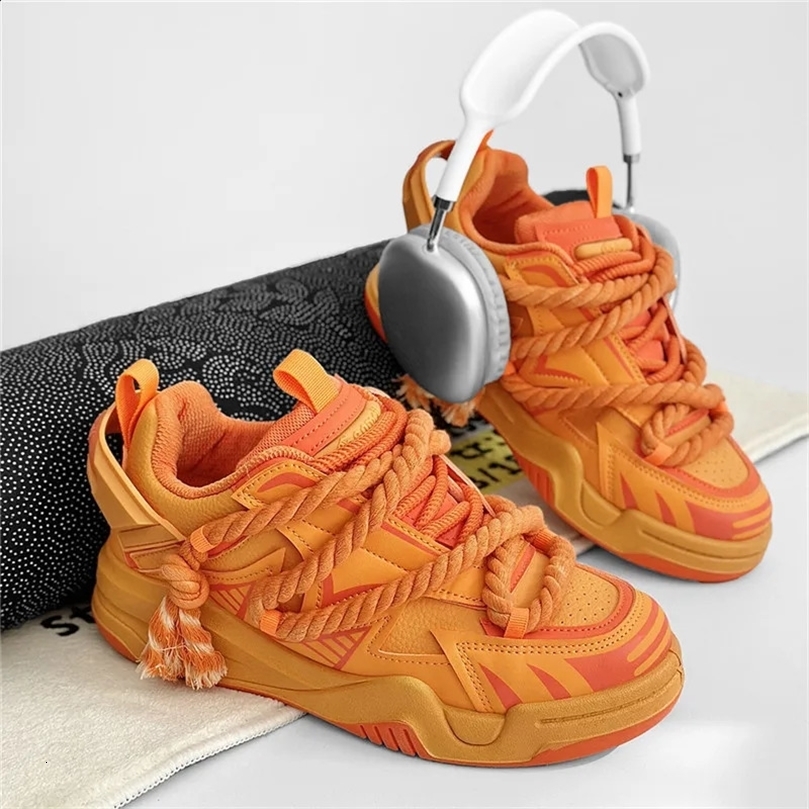 Trend ner Orange Shoes For Men Fashion Mens Casual Sneaker Streetwear Platform Skateboard Hip Hop 241223