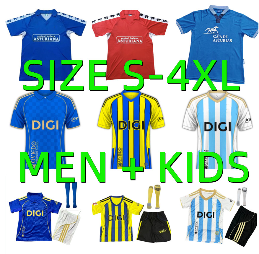 24 25 26 Real Oviedo Mens Soccer Jerseys 1926 1990 1991 1992 Retro JIMMY S. CAZORLA BORJA CAMARASA HUGO ALEMAO SEOANE MOYANO ROMARIO 2025 2026 Men kids Football Shirt