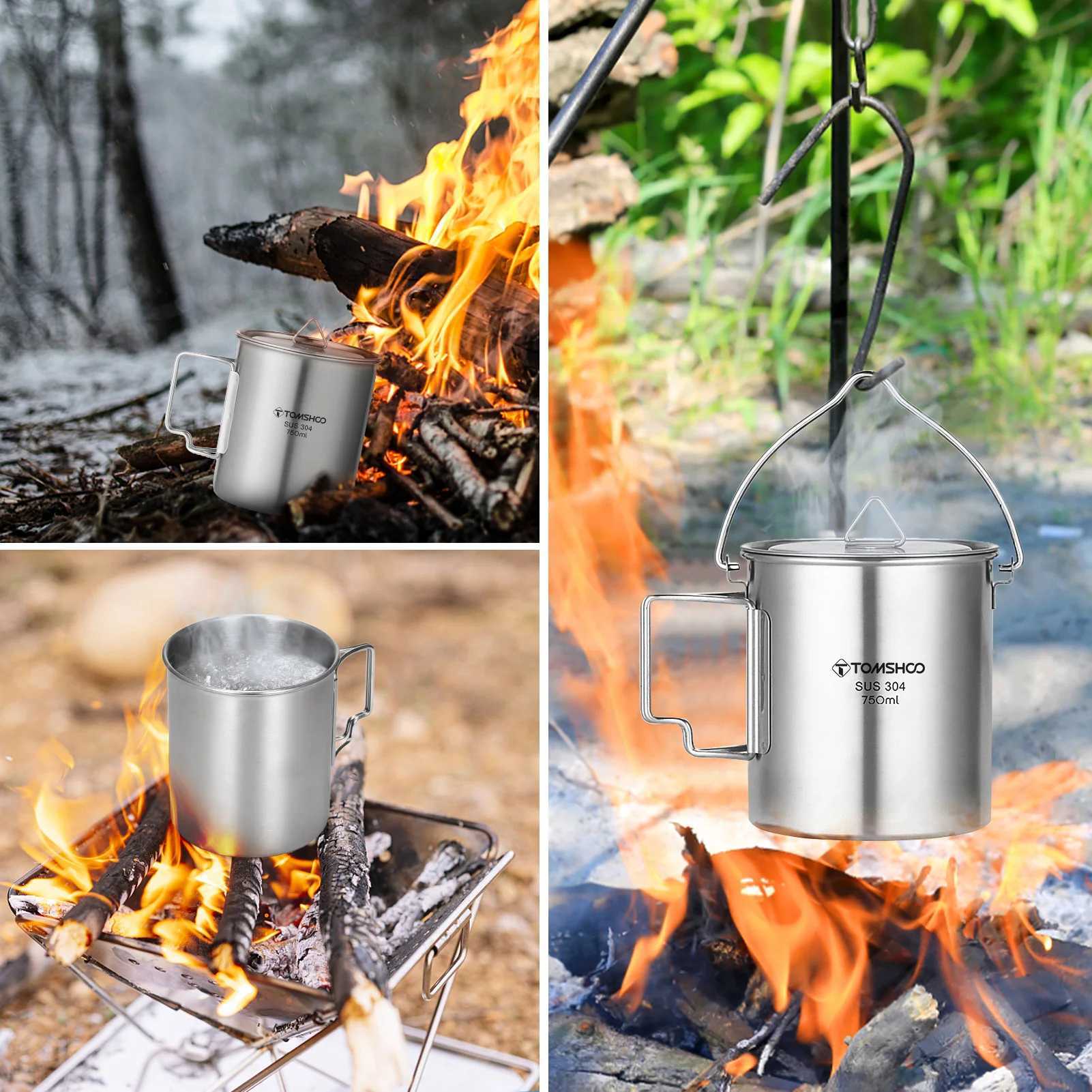 Big Capacity 1050ml Stainless Steel Sport Water BottleKettle with Leak Proof Lid Camping Hanging Pot Cup for Outdoor Travel J250923