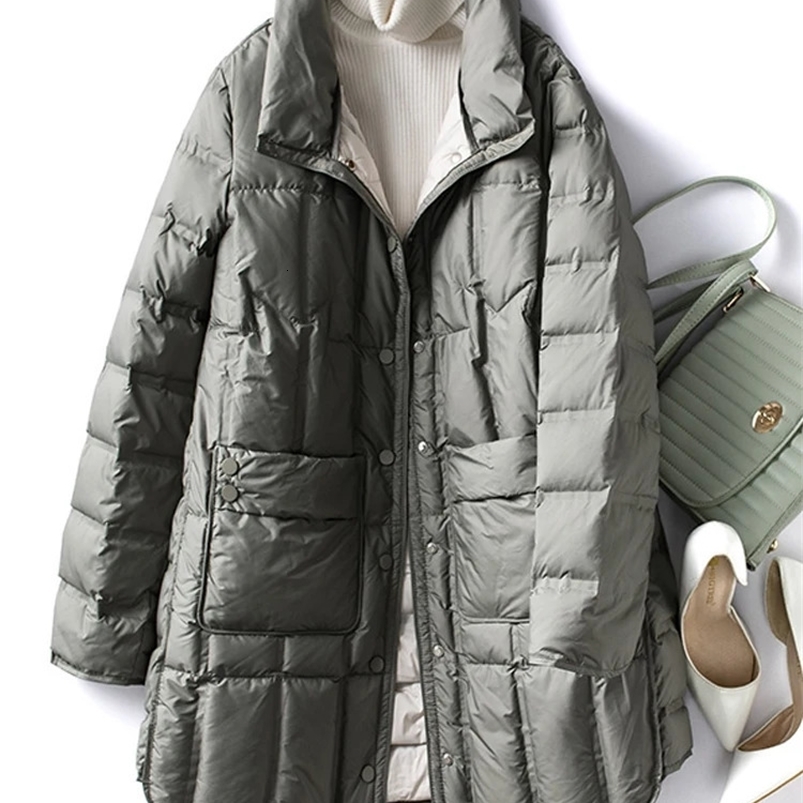 Janveny Winter Womens Lightweight 90% White Duck Down Jacket Ultra Light Warm Loose Inflatable Jacket Womens Park 241021