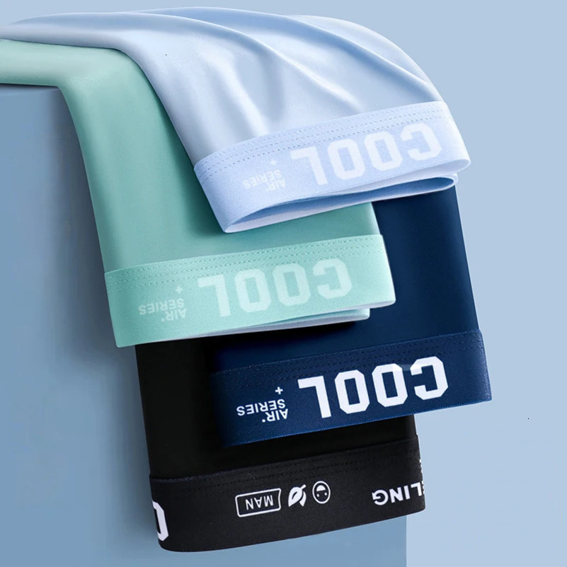 4Pcs Boxer Shorts Mens Underwear Ice Silk Underpants Sexy Panties 3A Antibacterial Breathable Elastic Lingerie Plus Size L-6XL 250605