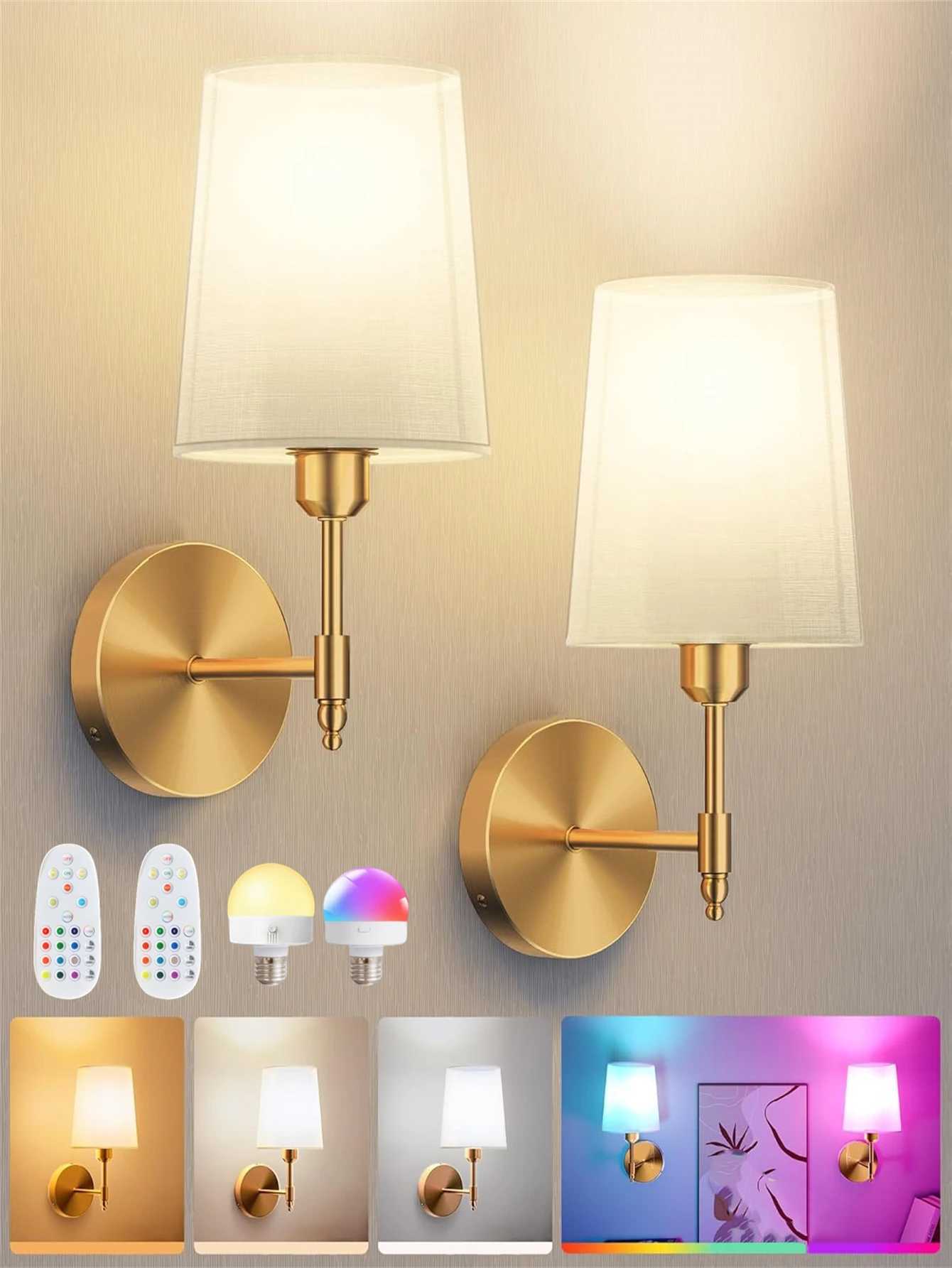 Rechargeable Battery Powered Wall Tape 4000 Mah Dimmable Detachable Bulb and Remote Control 15 Colors Wireless Wall Lamp for Bedroom and Living Room C