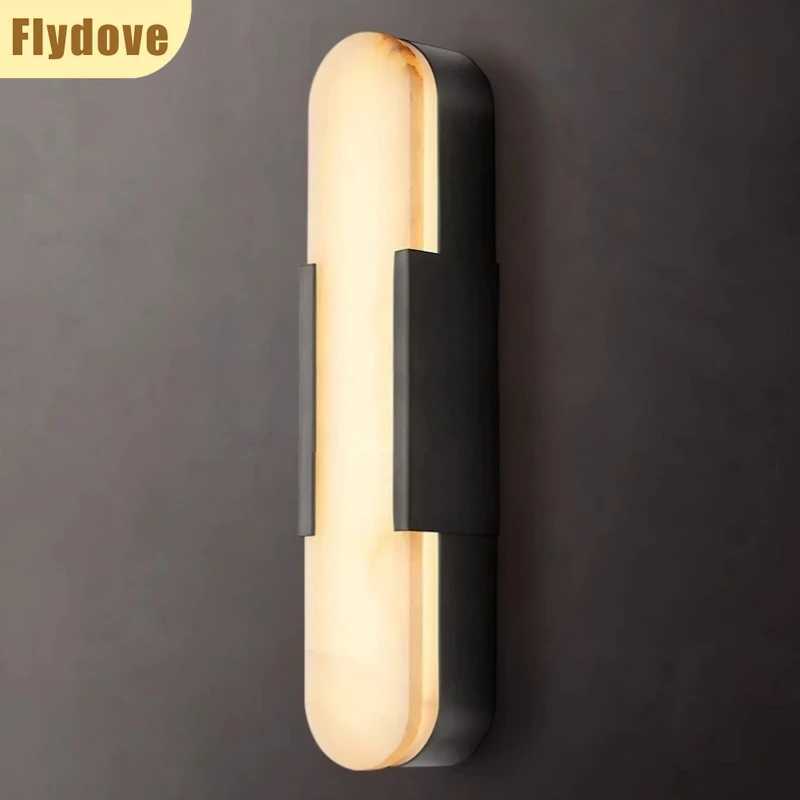 Natural Marble LED Brass Wall Light Luxury Living Room Bedroom Bedside Porch Background Wall Indoor Lighting Decoration Lamp C251124