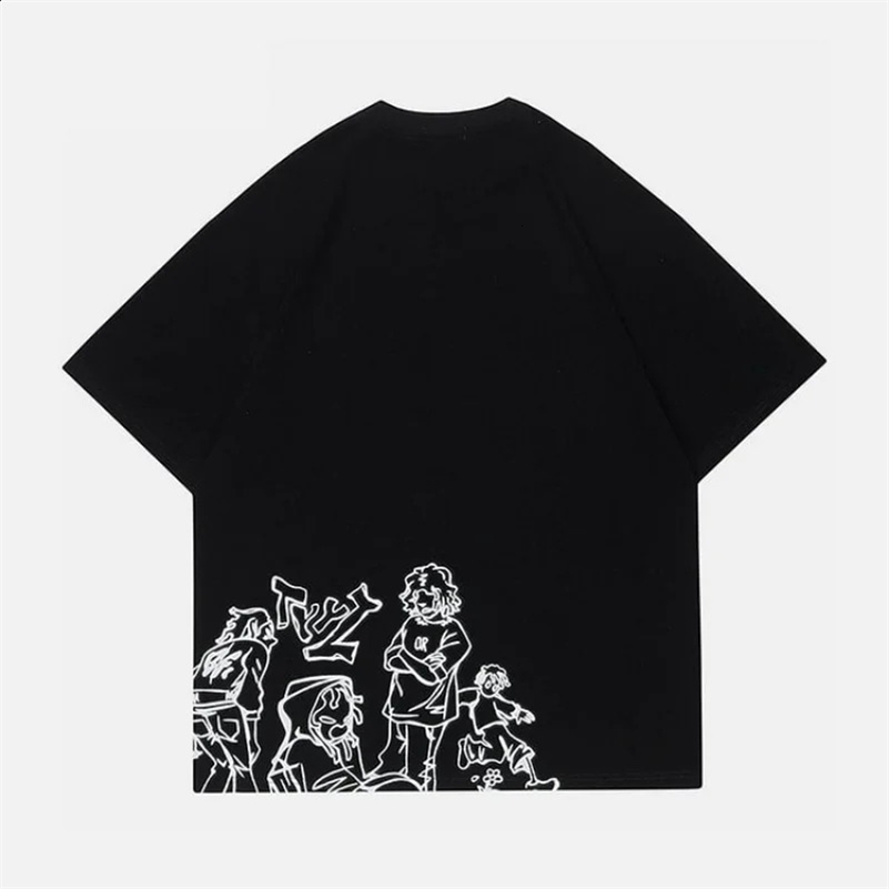 Aelfric Eden Hip Hop Cartoon Graffiti Print Graphic T-Shirt Men Y2K Summer Short Sleeves Oversize Tshirt Streetwear Women Tops 240902