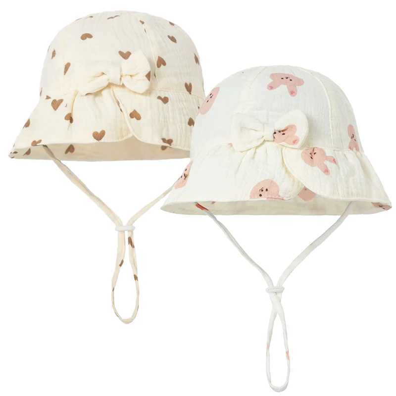 Cute Bows Baby Girl Hat Spring Autumn Princess Girl Sunscreen Fisherman Cap Summer Thin Cotton Panama for Girls Sun Hat 312M Z251029