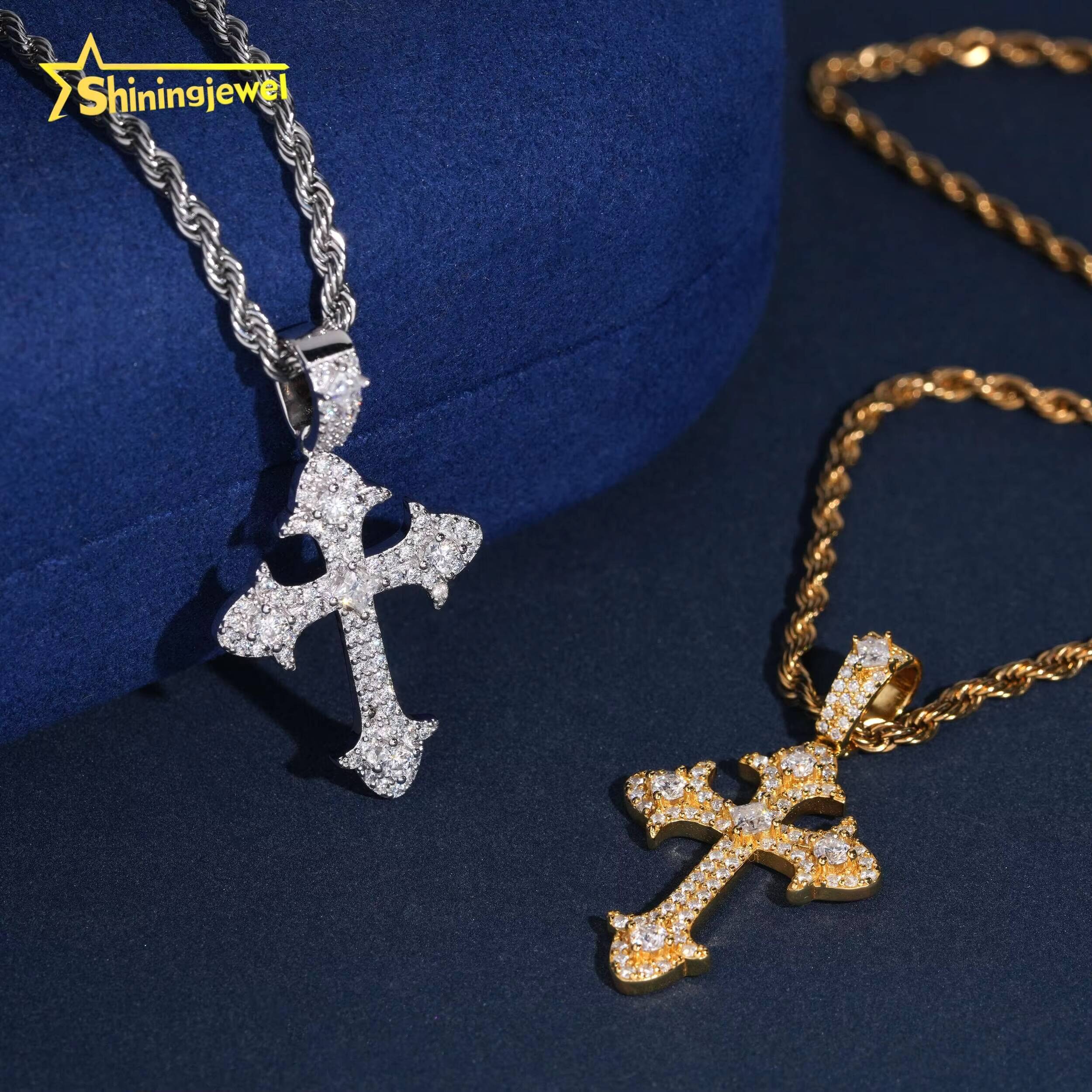 Iced Out Diamond USA Warehouse Custom Charms Hip Hop Jewelry Pendant 925 Silver VVS Moissanite Cross Pendant GRA Certificate