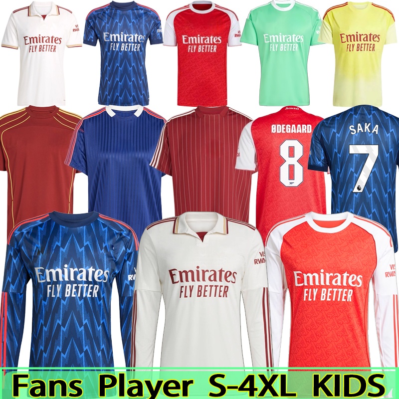 25 26 SAKA Soccer Jerey ODEGAARD RICE HAVERTZ NWANERI MARTINELLI Calafiori NKETIAH SALIBA TROSSARD JESUS Football Shirt Kid Child Training Kit uniform