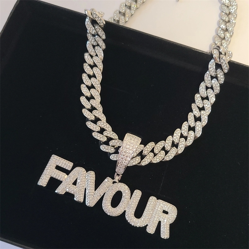 Customized Name Necklace with 12mm Cuban Chain Personalized Word Pendant Hip Hop Jewelry Direct 241018bj