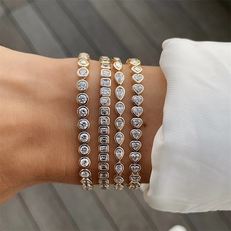 Various Shaped Geometric Bezel Cubic Zirconia 5A CZ Tennis Chain Bracelet Classic Fashion Women Jewelry 250923