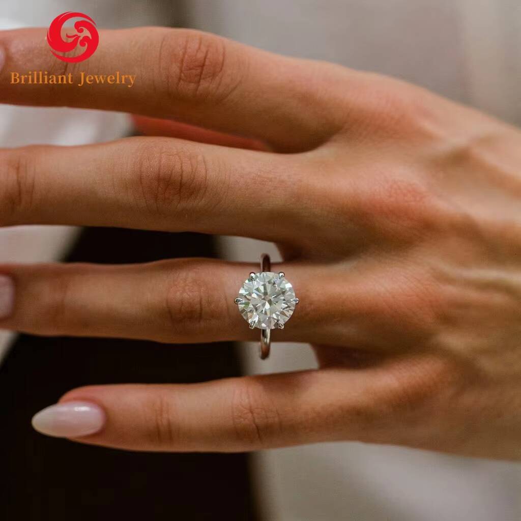 Classic Round CVD Lab Grown Diamond 14kK 18K Solid Gold Sixprong Lab Diamond Wedding Rings 3 Caratwith IGI CIA Certificate