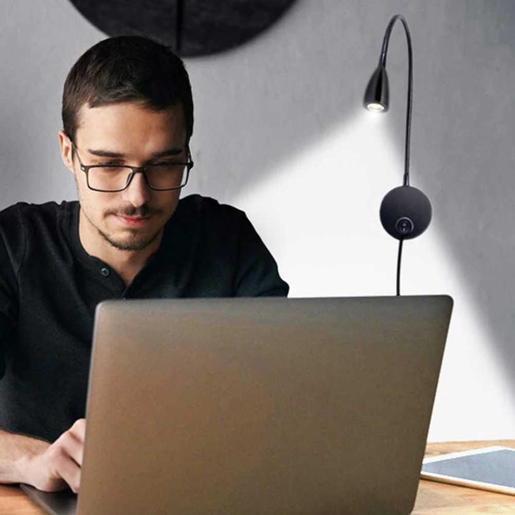 USB Flexible Wall Mount Night Lamp Hotel Bedside Wall Lamp LED Flexible Gooseneck Tube Switch Study Reading Sconces Light C251124