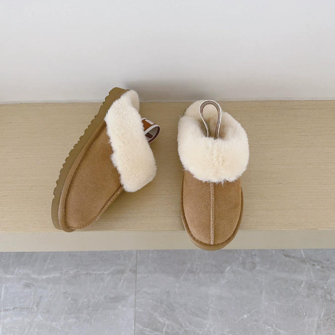 Designer Classic Slippers Heel elastic band hairy snow boots thick soled flat bottomed womens Ultra Mini Boots Winter cotton shoes