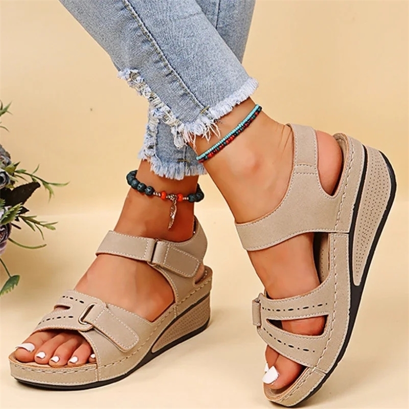 Summer Platform Wedge Sandals Women Light Non-Slip Beach Shoes Open Toe Flat Sandals Soft Sole Comfort Casual Sandalias Mujer 240528