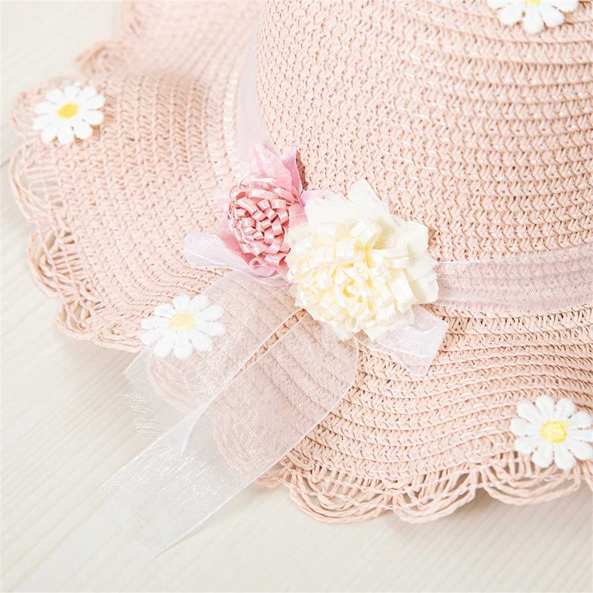 Kids Sun Hat Girls Summer New Straw Bag Cap Set Baby Travel Sun Protection Beach Hats Sun Fisherman Hat Z251029